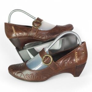 Pikolinos Olmo Heeled Leather Mary Janes Brown Women's 10/41